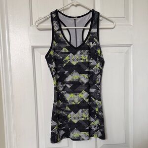 Fila Racerback Athletic Tank - Black, Gray & Neon Green